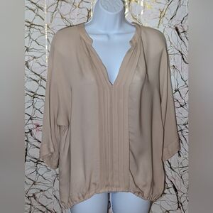 Joie Pleated V-Neck Blouse, Size Medium